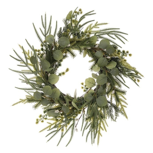 Věnec zelený - pr. 60 cm, eukalyptus a jehličí