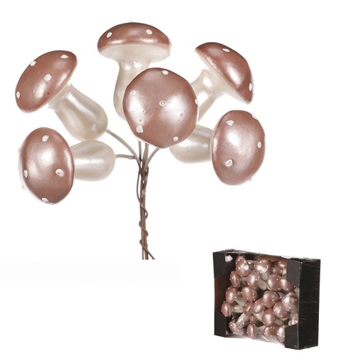 Houby na drátku - barva růžová, perleť, cena za balení (30 ks)