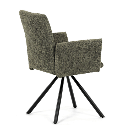 Jídelní židle otočná 180°, zelená, látka bouclé, DCH-W1117 GRN2