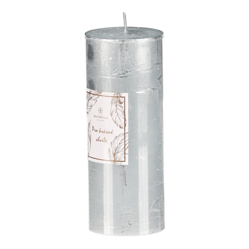Svíčka metalická - 15 cm, bez vůně, parafín, modrá