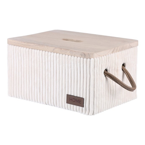 Koš prádelní - látkový s víkem, krémový, cena za sadu 5 ks