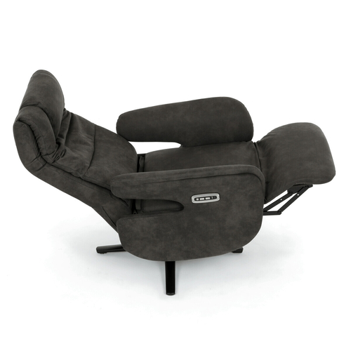 Polohovací křeslo, elektrické zabudované ovládání, funkce zero gravity, šedá, látka vintage, TV-C5590 SIL3