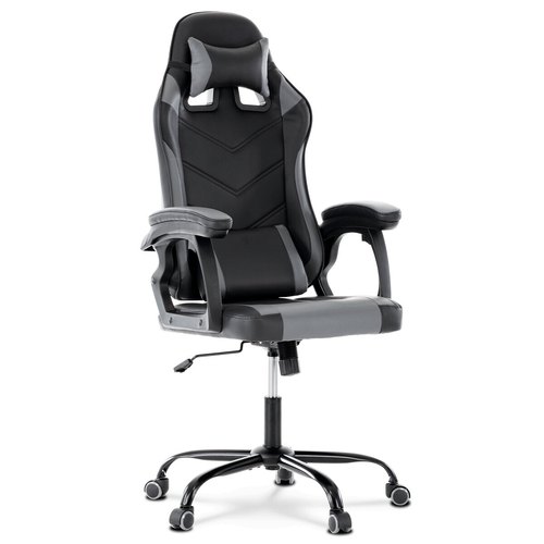 Herní křeslo, houpací mechanismus, šedá ekokůže, KA-L626 GREY