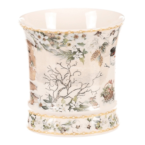 Hrnek malovaný v dárkové dóze - zimní motiv, porcelán, barevný