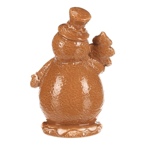 Sněhulák perníkový - keramika, LED osvětlení, hnědý