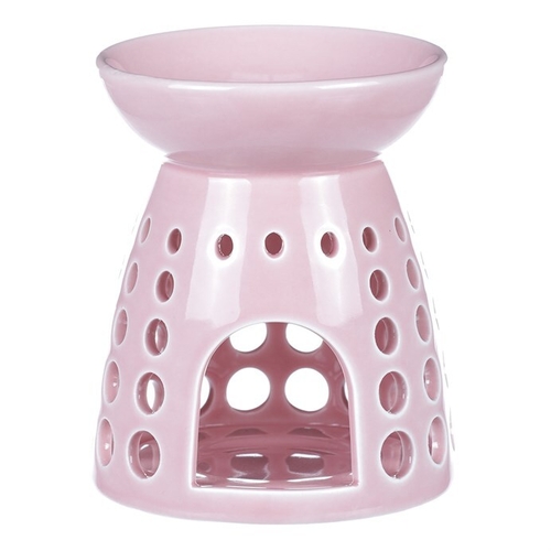 Aromalampa - porcelánová, kulaté otvory, barva růžová