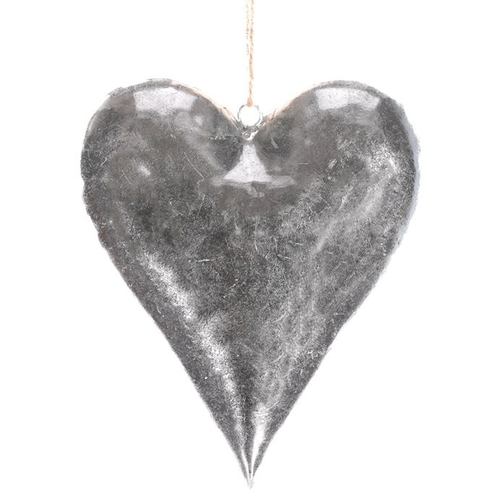 Srdce kovové - závěsná ozdoba, barva stříbrná