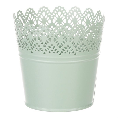 Obal kovový - kulatý, krajkový okraj, barva zelená