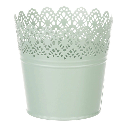 Obal kovový - kulatý, krajkový okraj, barva zelená