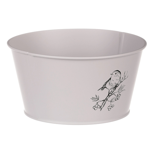 Obal kovový - nízký, motiv ptáčka, barva šedá