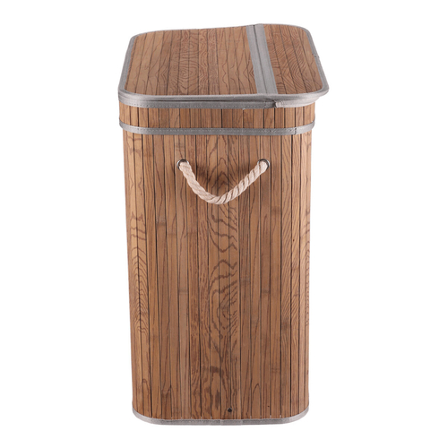 Koš prádelní - bambusový, s víkem, šedo-hnědý