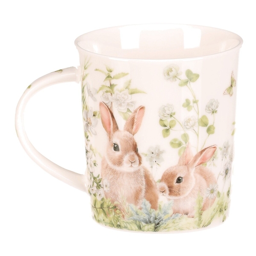 Hrnek malovaný - porcelán, dárková dóza, motiv se zajíčky