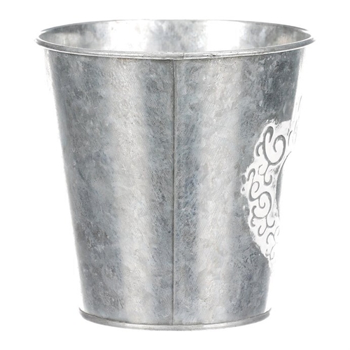 Obal kovový - dekor srdce, barva stříbrno-bílá