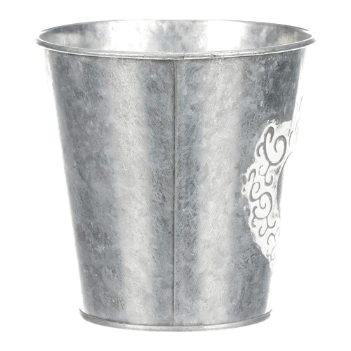 Obal kovový - dekor srdce, barva stříbrno-bílá