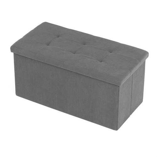 Taburet s úložným prostorem, šedá, manšestrová látka, TAB-472 GREY6