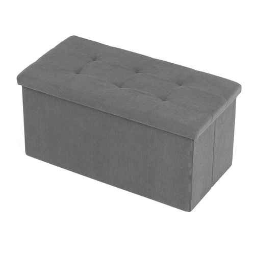 Taburet s úložným prostorem, šedá, manšestrová látka, TAB-472 GREY6