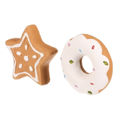 Hvězda a donut - ozdoby z terakoty, imitace perníku, cena za 1 ks