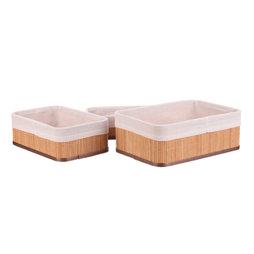 Koš regálový - bambus, přírodní, cena za sadu 3 ks