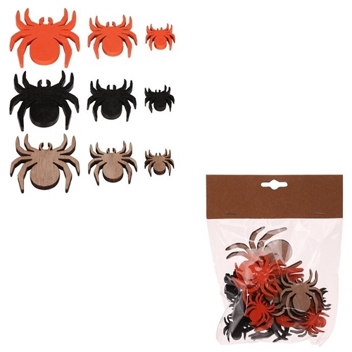 Pavouk - dřevěný, mix 3 barev a 3 vel., cena za balení (18 ks)