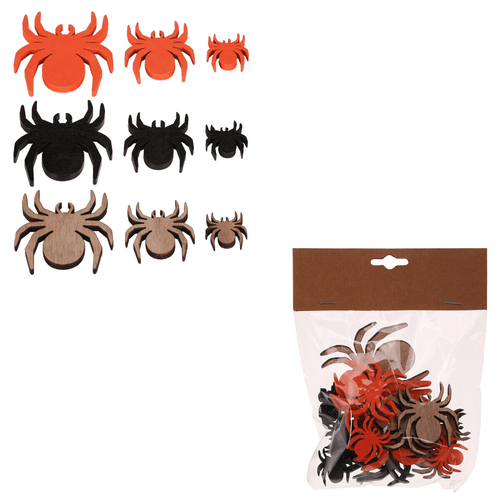Pavouk - dřevěný, mix 3 barev a 3 vel., cena za balení (18 ks)