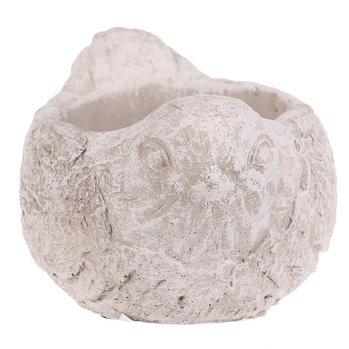 Obal na květiny - beton, ptáček, vel. M, šedo-bílý