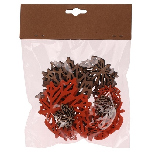 Javorové listy - dřevo, mix 2 barev a 3 vel., cena za balení (18 ks)