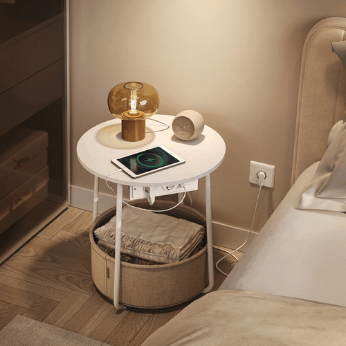 Odkládací stolek 45x45x50cm, mdf, bílá, AKF-E1028 WT