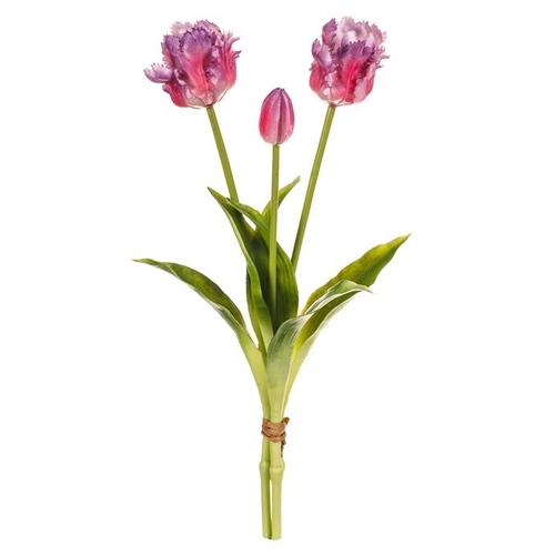 Tulipán - řezaný, měkký plast, fialový, cena za svazek 3 ks