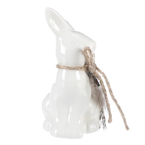 Zajíc - keramická figurka, malá, barva bílá