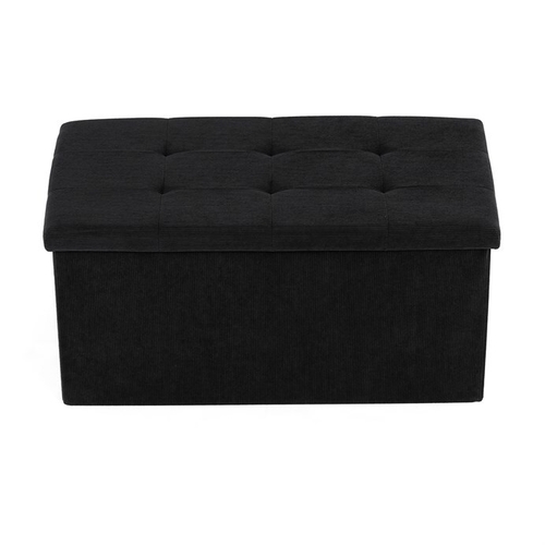 Taburet s úložným prostorem, černá, manšestrová látka, TAB-472 BK6