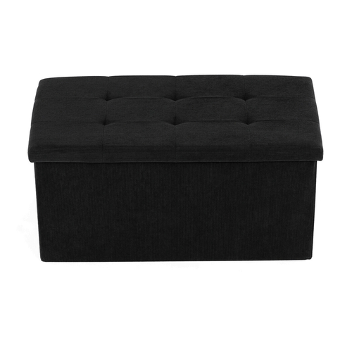 Taburet s úložným prostorem, černá, manšestrová látka, TAB-472 BK6