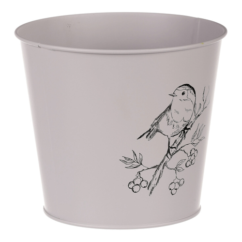 Obal kovový - motiv ptáčka, barva šedá