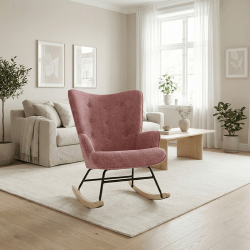 Houpací křeslo, růžová, látka, AK-373 PINK2