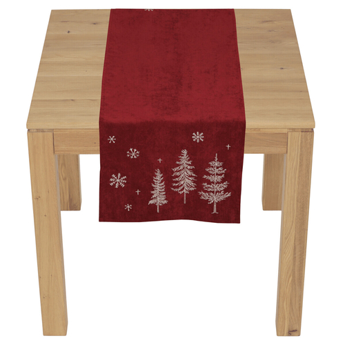 Ubrus - běhoun, vánoční, červený, polyester a nylon, 40 x 140 cm