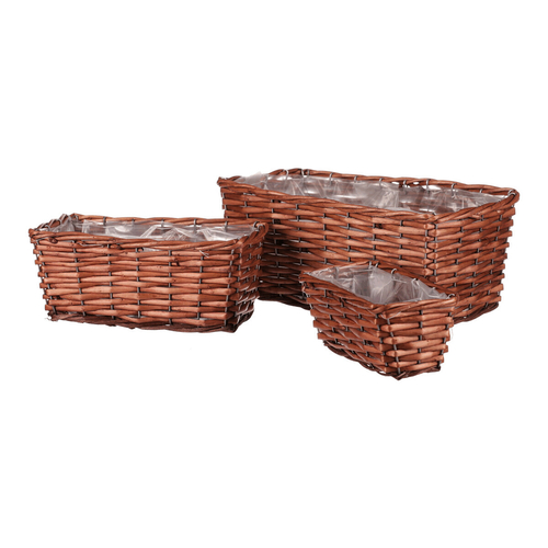 Truhlík proutěný - hranatý, světle hnědý, cena za sadu 3 ks