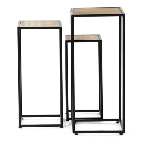 Stojan kovový, s MDF (dýha jasan), cena za sadu 3 ks