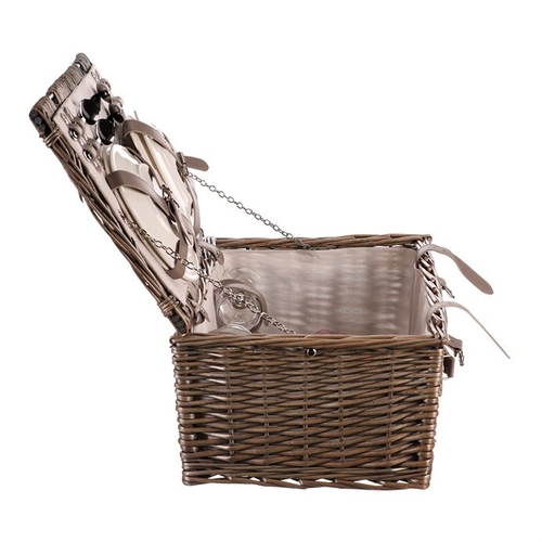 Koš piknikový - s vybavením pro 4 osoby, proutěný, barva šedá