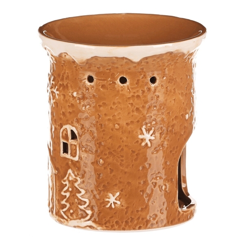 Aromalampa perníková - keramika, s domkem, hnědá