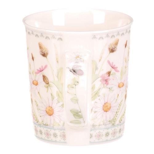 Hrnek malovaný - porcelán, dárková dóza, motiv rozkvetlé louky