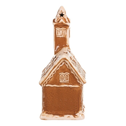 Kostelík perníkový - keramika, LED osvětlení, hnědý