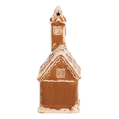 Kostelík perníkový - keramika, LED osvětlení, hnědý