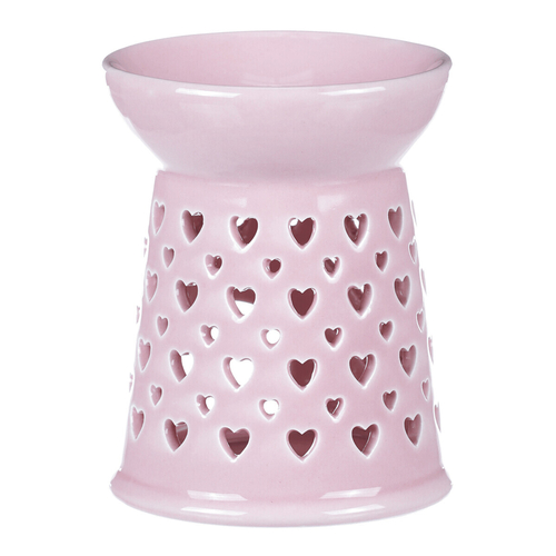 Aromalampa - porcelánová, se srdíčky, barva růžová