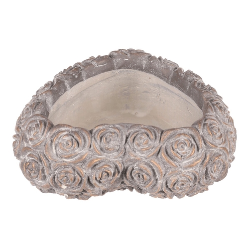 Obal na květiny - srdce s růžemi, beton, antracitově šedý