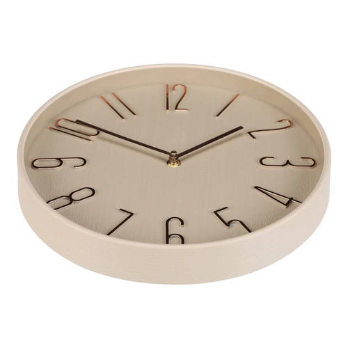 Hodiny nástěnné - pr. 30 cm, plastové, zlaté číslice, krémové