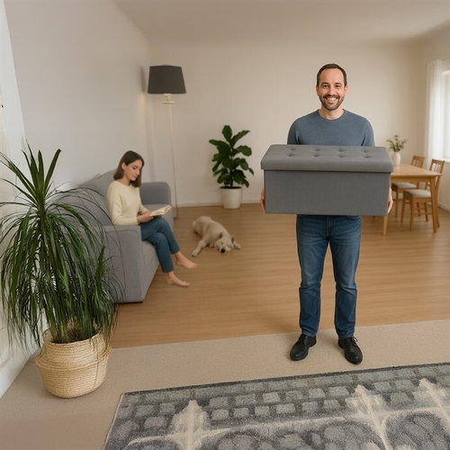 Taburet s úložným prostorem, šedá, manšestrová látka, TAB-472 GREY6