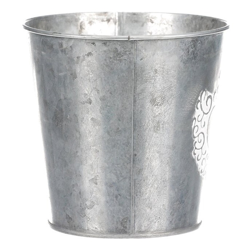 Obal kovový - dekor srdce, barva stříbrno-bílá