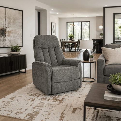 Polohovací křeslo, elektrické kabelové ovládání, šedá, látka, TV-H9727 GREY2