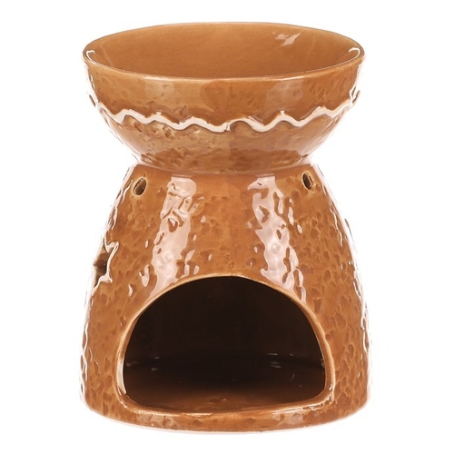 Aromalampa perníková - keramika, se sněhulákem, hnědá