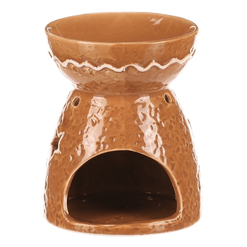 Aromalampa perníková - keramika, se sněhulákem, hnědá