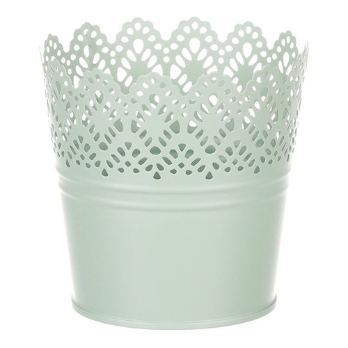 Obal kovový - kulatý, krajkový okraj, barva zelená